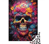 Puzzle 1000 Piezas Flores del cráneo psicodélico Rompecabezas 52x38cm/1000pcs Regalos para Adultos Y Niños Cartón 100% Reciclado Descompresión