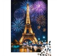 Puzzle 1000 Piezas Fuegos Artificiales Torre Eiffel Rompecabezas 38x26cm/1000pcs Regalos para Adultos Y Niños Cartón 100% Reciclado Descompresión