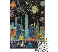 Puzzle 1000 Piezas Fuochi d'artificio City Night Rompecabezas 38x26cm/1000pcs Regalos para Adultos Y Niños Cartón 100% Reciclado Descompresión