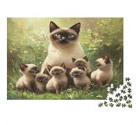 Puzzle 1000 Piezas, Gatito siamés, Rompecabezas Adultos, Regalos Originales para Mujer Y Día De La Madre, 1000pcs (75x50cm)