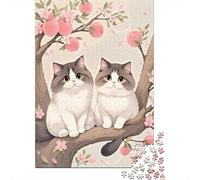 Puzzle 1000 Piezas Gato Persa Árbol de Melocotón Puzzle De Madera Alta Definición para Adultos Y Niños - Juego Familiar, Regalo Original 1000pcs (75x50cm)