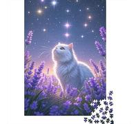 Puzzle 1000 Piezas Gato Persa Flores Púrpuras Puzzle De Madera Alta Definición para Adultos Y Niños - Juego Familiar, Pasatiempo Creativo 1000pcs (75x50cm)