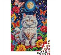 Puzzle 1000 Piezas Gato Persa Flores Rompecabezas De Madera con Impresión HD para Adultos Y Niños - Juego Educativo 1000pcs (75x50cm)