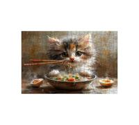 Puzzle 1000 Piezas, Gato Puzzle 1000 Piezas Madera 50 x 75 Cm con Caja de Papel de Colores y Bolsa de Malla Portátil, Rompecabezas Clásico Animal para Primavera Decoracion Pared Regalo Mujer LZPT02893