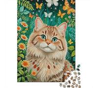 Puzzle 1000 Piezas Gato Siberiano crisantemo Rompecabezas De Madera con Impresión HD para Adultos Y Niños - Juego De Retos 1000pcs (75x50cm)