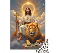 Puzzle 1000 Piezas Gesù Cristo con il Leone Rompecabezas 38x26cm/1000pcs Regalos para Adultos Y Niños DIY Descompresión