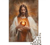 Puzzle 1000 Piezas Gesù Cristo Cuore Rompecabezas 52x38cm/1000pcs Regalos para Adultos Y Niños Cartón 100% Reciclado Juegos Únicos De Desafío