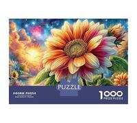 Puzzle 1000 Piezas Gigantesca Girasol Bajo un Cielo Cósmico y Psicodélico Rompecabezas 52x38cm/1000pcs Regalos para Adultos Y Niños Cartón 100% Reciclado Descompresión