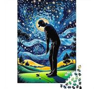 Puzzle 1000 Piezas Giocatore di Golf Sotto il Cielo Stellato Rompecabezas 38x26cm/1000pcs Regalos para Adultos Y Niños Cartón 100% Reciclado Descompresión