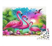 Puzzle 1000 Piezas Grupo Flamencos Vida Salvaje Diseño Detallado Colores Vivos Cartón Papel Reciclado Adultos Niños 52x38cm
