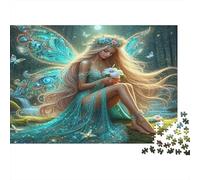 Puzzle 1000 Piezas Hada Alas Turquesa Hada Agua Etérea Cartón Reciclado Coleccionistas Mindfulness Relax 52x38cm