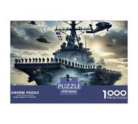 Puzzle 1000 Piezas Idea Regalo Batalla Naval Adultos Hombres Mujeres, Barco Vintage Océano Naturaleza Mixta, Educativo Desafío 38x26cm