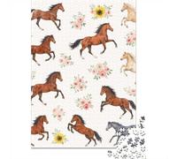 Puzzle 1000 Piezas Ilustraciones de Caballos-Watercolor Style Art Rompecabezas 38x26cm/1000pcs Regalos para Adultos Y Niños DIY Descompresión