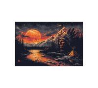 Puzzle 1000 Piezas, Indios Puzzle 1000 Piezas Madera 50 x 75 cm con Caja de Papel de Colores y Bolsa de Malla Portátil, Rompecabezas Abstracto para Primavera Decoracion Pared Regalo Mujer LZPT-03875