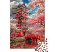 Puzzle 1000 Piezas Jardín de la Pagoda Roja Rompecabezas 70x50cm/1000pcs Regalos para Adultos Y Niños DIY Descompresión