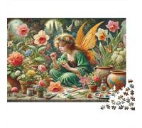 Puzzle 1000 Piezas Jardín Hada Pintora Floral Caprichoso Cartón Resistente Niños 12+ Juego Mental 52x38cm