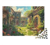Puzzle 1000 Piezas Jardín Villa Antigua Cartón Padres e Hijos Alivio de Ansiedad 70x50cm
