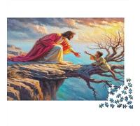 Puzzle 1000 Piezas Jesús y Niño en el Risco Tentación Antiestrés Ejercicio Mental Cartón Premium Grueso Adultos 38x26cm