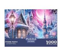 Puzzle 1000 Piezas Juguete Desafiante Idea Regalo Pueblo Fantasía Invernal Castillo Lunar 38x26cm, Castillo Lunar Rosa Fantasía Decoración Pared Adultos Juego Educativo