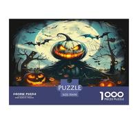 Puzzle 1000 Piezas Jumbie Pumpkins, Regalo para Adultos, Cabeza de Calabaza, Bosque embrujado, Luna, Espeluznante, Vibrante, decoración de Pared 70x50cm