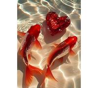 Puzzle 1000 Piezas, Koi de corazón Rojo Puzzles para Adultos,Rompecabezas de Adultos, Juguetes de Regalo Entretenimento Puzzle, Juego de Rompecabezas