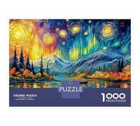 Puzzle 1000 Piezas Lago de montaña en Estilo Van Gogh Rompecabezas 38x26cm/1000pcs Regalos para Adultos Y Niños Cartón 100% Reciclado Juegos Únicos De Desafío