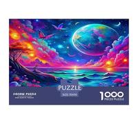 Puzzle 1000 Piezas Lago Luna Desafío - Planeta Alienígena Océano Psicodélico Vivo para Hombres Mujeres Juegos Familiares Divertidos y Desafiantes Excelente Idea Regalo 70x50cm