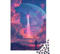 Puzzle 1000 Piezas Lanzamiento de Cohetes espaciales Rompecabezas 38x26cm/1000pcs Regalos para Adultos Y Niños Cartón 100% Reciclado Juegos Únicos De Desafío