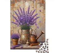 Puzzle 1000 Piezas Lavanda Natura morta Rompecabezas 52x38cm/1000pcs Regalos para Adultos Y Niños Cartón 100% Reciclado Juegos Únicos De Desafío