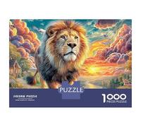 Puzzle 1000 Piezas León al Atardecer por el río Rompecabezas 70x50cm/1000pcs Regalos para Adultos Y Niños DIY Juegos Únicos De Desafío