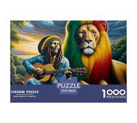 Puzzle 1000 Piezas León Bob Marley Decoración Pared - León Rasta Guitarrista Antiestrés para Adultos 38x26cm