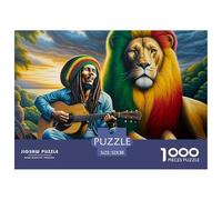 Puzzle 1000 Piezas León Bob Marley Desafío - León Rasta Guitarrista para Hombres Mujeres Decoración Pared 52x38cm