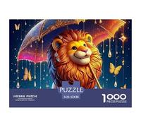 Puzzle 1000 Piezas León Muy Difícil - León Paraguas Arcoíris 52x38cm