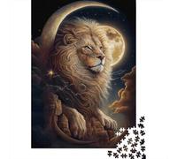 Puzzle 1000 Piezas Leone Sotto la Luna Rompecabezas 38x26cm/1000pcs Regalos para Adultos Y Niños Cartón 100% Reciclado Creative Intelectual Desafío