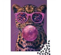 Puzzle 1000 Piezas Leopard indossando Occhiali da Sole Rompecabezas 38x26cm/1000pcs Regalos para Adultos Y Niños DIY Creative Intelectual Desafío