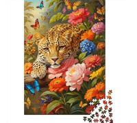 Puzzle 1000 Piezas Leopardo nei Fiori Rompecabezas 70x50cm/1000pcs Regalos para Adultos Y Niños Cartón 100% Reciclado Juegos Únicos De Desafío
