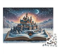 Puzzle 1000 Piezas Libro Castillo Invierno Arte Castillo Nevado Cartón Adultos 14+ Actividad Escolar 52x38cm