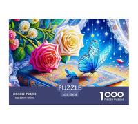 Puzzle 1000 Piezas Libro Mágico Mariposa Adultos Regalo 52x38cm, Rosas Sendero Estelar Decoración Hogar Pared Idea Regalo