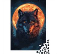 Puzzle 1000 Piezas Lobo bajo la Luna de Sangre Rompecabezas 52x38cm/1000pcs Regalos para Adultos Y Niños DIY Descompresión