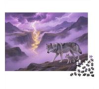 Puzzle 1000 Piezas Lobo en un Acantilado con Relámpagos Rompecabezas De Madera HD para Adultos Y Niños - Juego Desafiante 1000pcs (75x50cm)