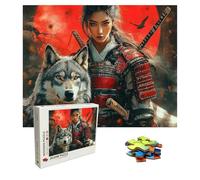 Puzzle 1000 Piezas Lobo, Rompecabezas Adultos, Puzzle de Madera Piezas Encajan Perfectamente, Letras en la Parte Posterior, Guerrero Puzzles Adulto Compact Box, Regalo Mujer Hombre 75 x 50 cm 8p-461