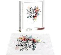 Puzzle 1000 Piezas Lobo Rompecabezas para Adultos, un Rompecabezas Desafiante, Juegos de Puzzle para Toda la Familia, Letras en la Parte Posterior, Decoración del Hogar, Regalos Navidad Flor B-8921