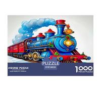 Puzzle 1000 Piezas Locomotora de Vapor para Adultos Papel Reciclado - Locomotora de Vapor Clásica Colores Brillantes Dinámico Vivo Juegos Familiares Extremadamente Difíciles y Desafiantes 38x26cm