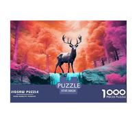 Puzzle 1000 Piezas Lonely Ciervos, Desafío, Juguete Entretenimento Multicolor Magic Forest Juego Familiar Regalo para Adultos Y Niños 38x26cm/1000pcs