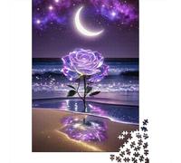 Puzzle 1000 Piezas Luz de Luna Rosa púrpura Rompecabezas 52x38cm/1000pcs Regalos para Adultos Y Niños Cartón 100% Reciclado Descompresión