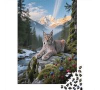 Puzzle 1000 Piezas Lynx in paesaggio di montagna Rompecabezas 70x50cm/1000pcs Regalos para Adultos Y Niños DIY Creative Intelectual Desafío