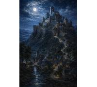Puzzle 1000 Piezas Madera Ciudad Medieval a la luz de la Luna