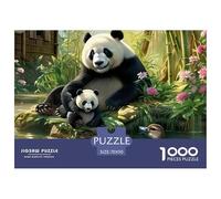 Puzzle 1000 Piezas Madre Panda cría Estanque Familia, Juego Educativo antiestrés, Actividad hogar Adultos niños 70x50cm
