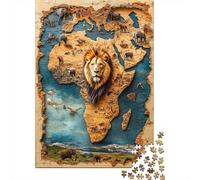 Puzzle 1000 Piezas Mapa de la Vida Silvestre Africana Rompecabezas 70x50cm/1000pcs Regalos para Adultos Y Niños Cartón 100% Reciclado Descompresión