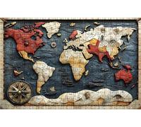 Puzzle 1000 Piezas Mapa del Mundo, Puzzle 1000 Piezas Adulto Bote, Rompecabezas de Madera para Adultos 50 x 75cm, Puzzles para Toda la Familia Cuadros Decoracion Salon Modernos Regalo Mujer RXPT-667
